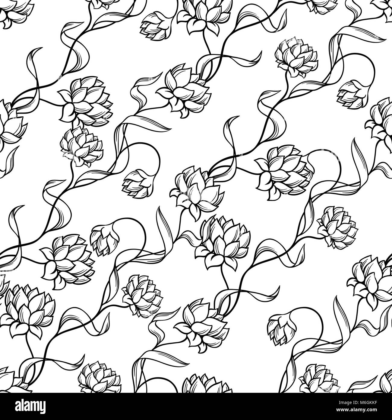 Seamless pattern with abstract flowers Stock Vector Image & Art - Alamy