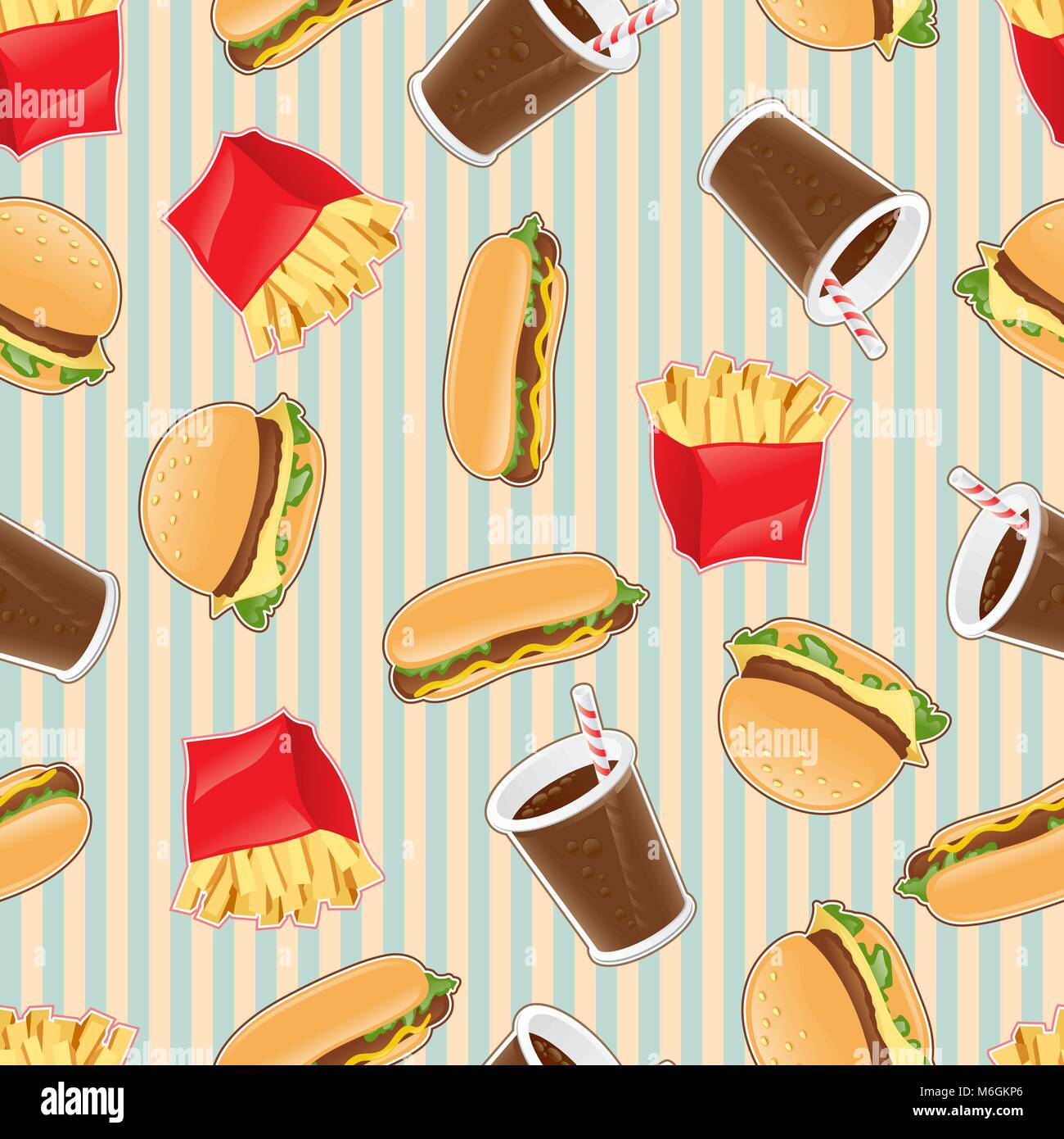 Fast food seamless pattern background Stock Vector