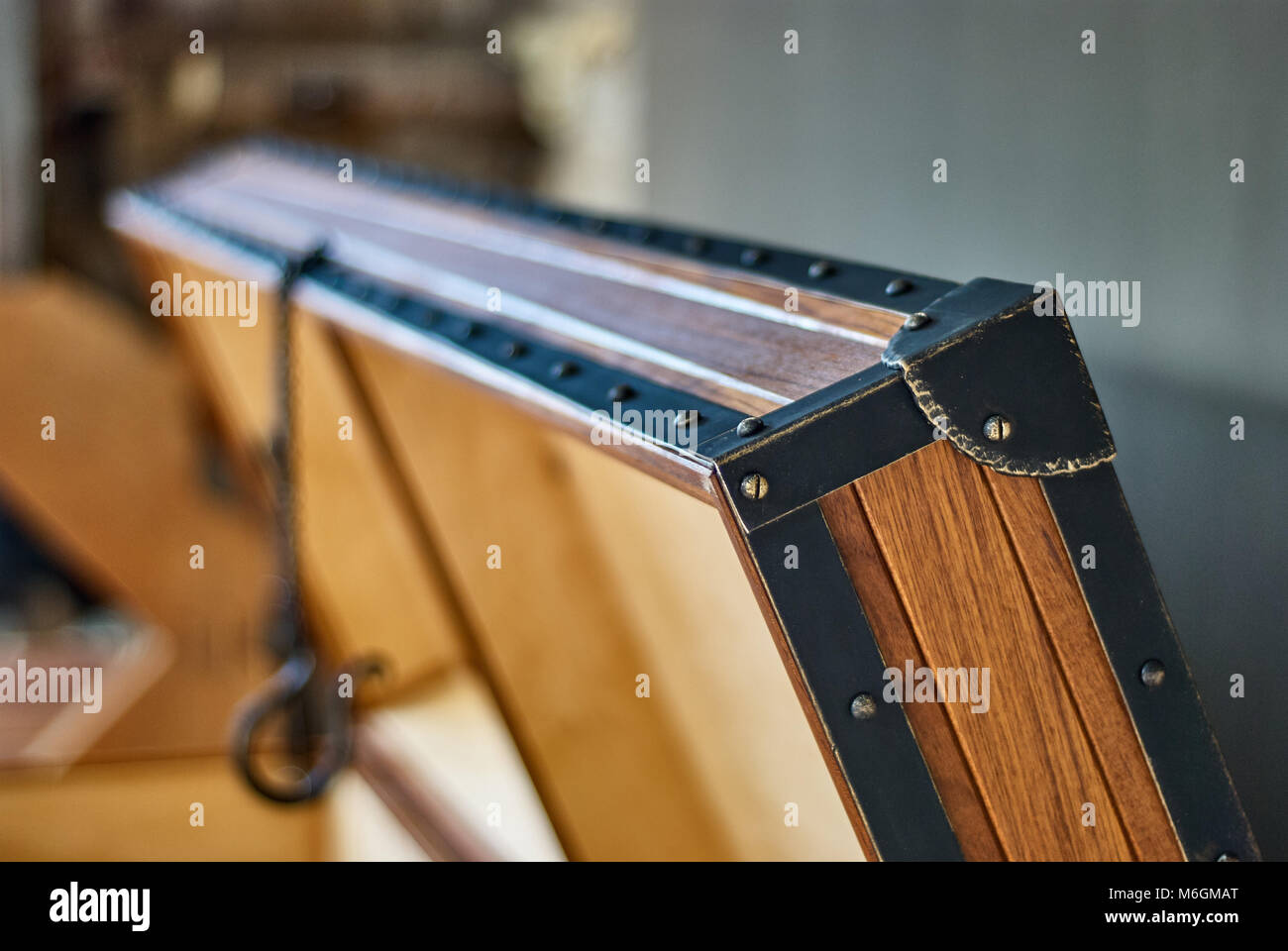 Solid teak chest with lift gas spring. Open wooden storage chest made ...