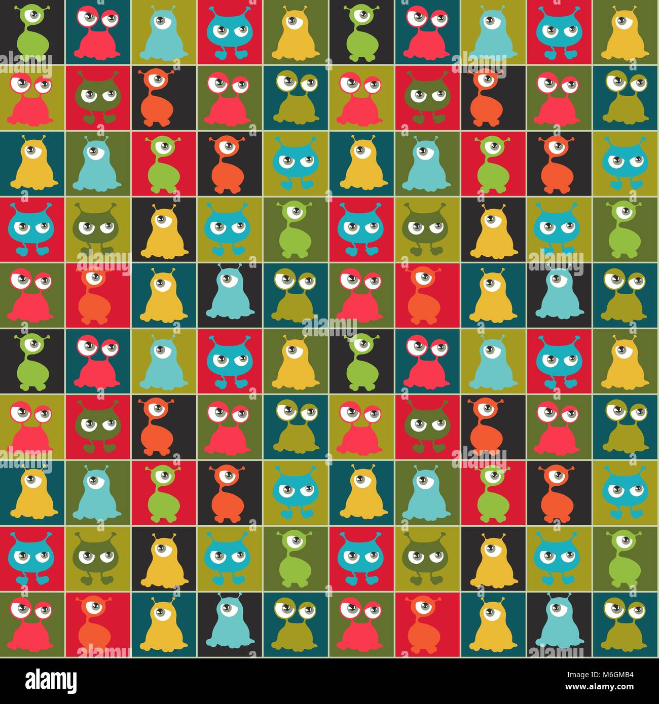 Abstract seamless pattern with cute monsters Stock Vector Image & Art ...