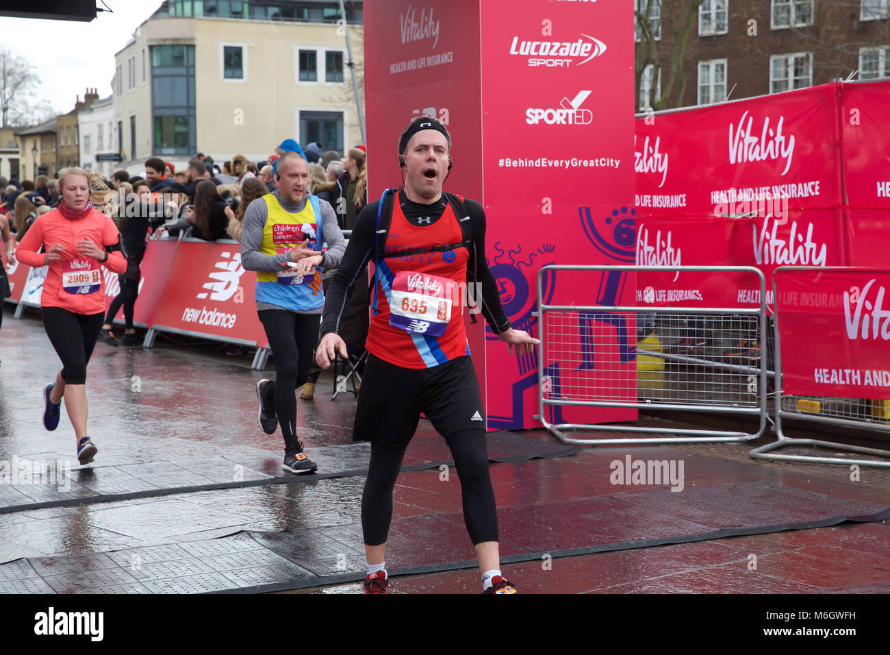 Greenwich,UK,4th March 2018,The Vitality Big Half: is a new half marathon starting at Tower Bridge and finishing by the Cutty Sark in Greenwich, passing through the boroughs of Southwark, Tower Hamlets, Lewisham and Greenwich. It has been created by London Marathon Events Ltd. There is also a Vitality Big Festival in Greenwich Park.©Keith Larby/Alamy Live News Stock Photo