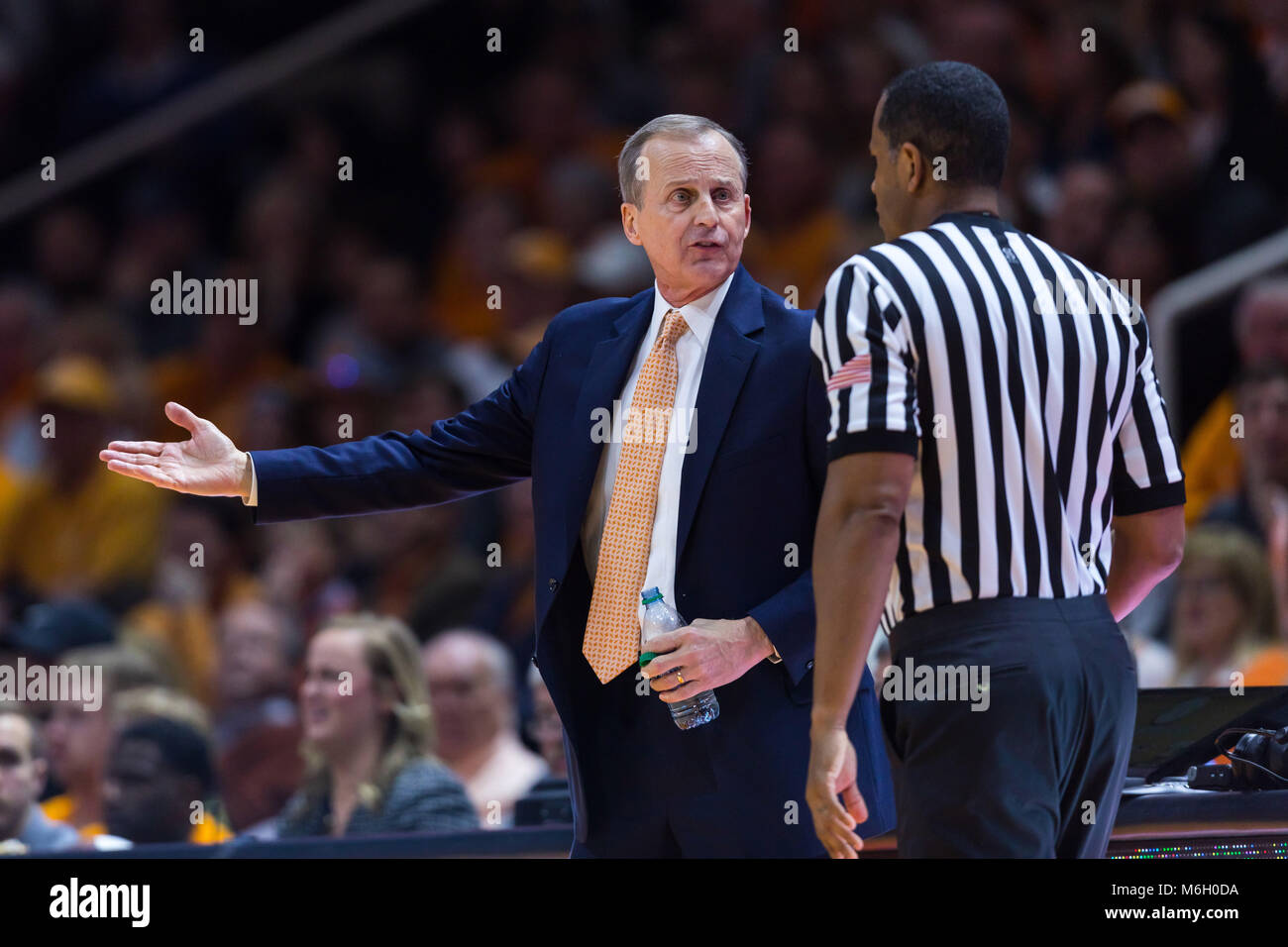 March 3, 2018: head coach Rick Barnes of the Tennessee Volunteers during the NCAA basketball game between the University of Tennessee Volunteers and the University of Georgia Bulldogs at Thompson Boling Arena in Knoxville TN Tim Gangloff/CSM Credit: Cal Sport Media/Alamy Live News Stock Photo