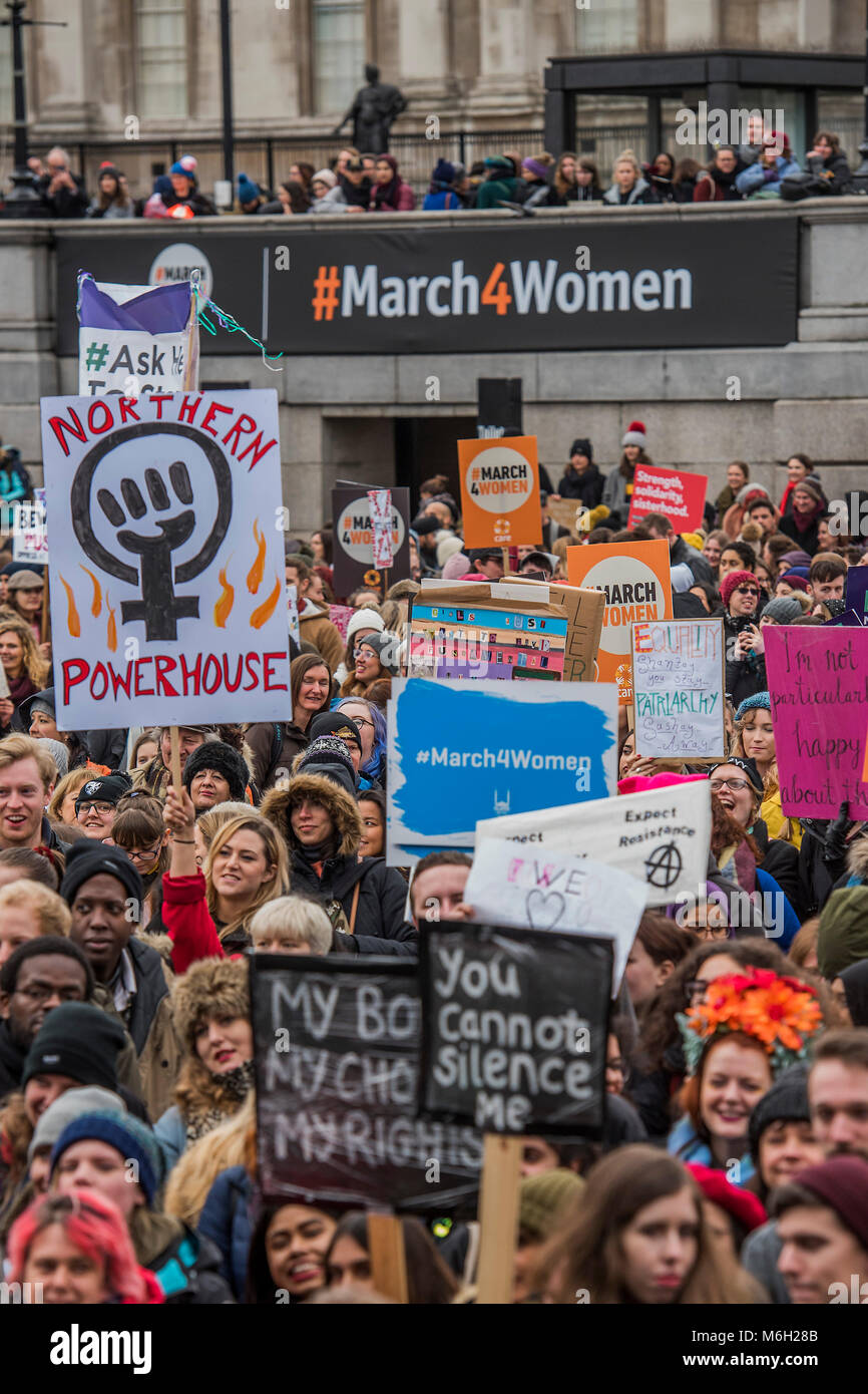 The crowd in Trafalgar Square - #March4Women 2018, a march and rally in ...