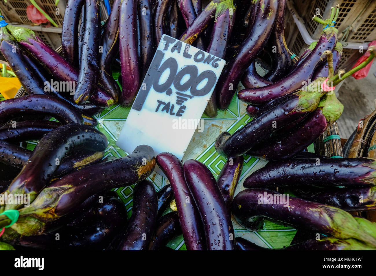 Eggplants for sale at rural market in Manila, Philippines Stock Photo Alamy