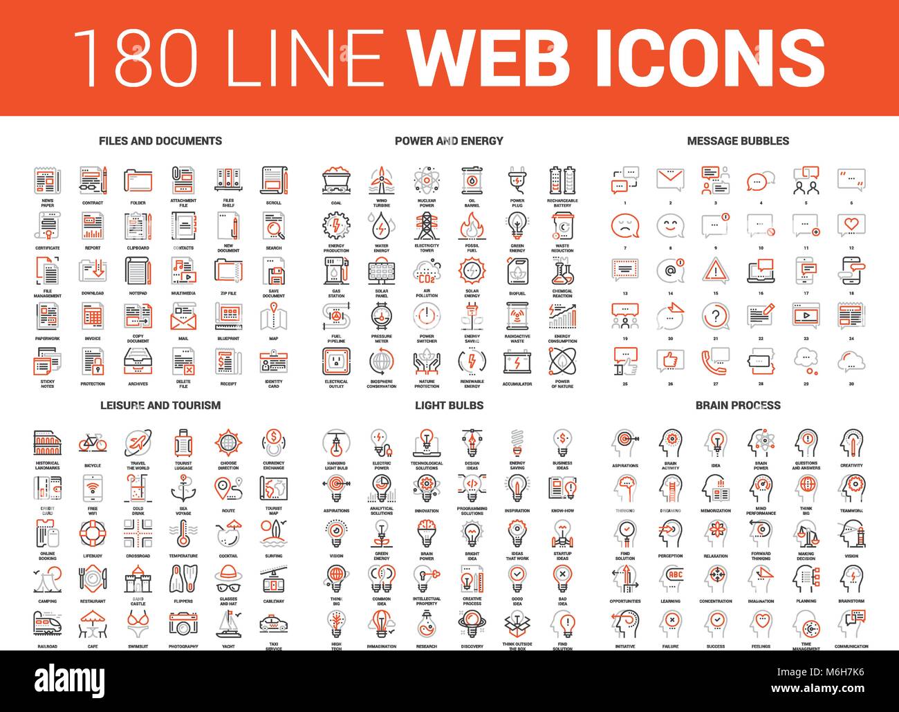 Flat Line Web Icons Stock Vector Image & Art - Alamy