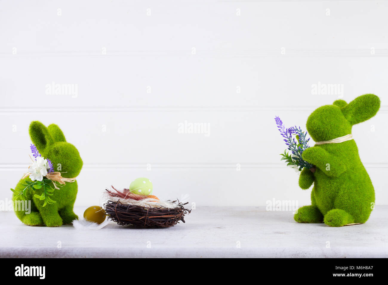 Easter scene with colored eggs Stock Photo - Alamy