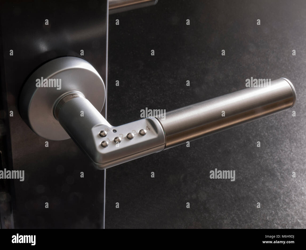 Door handle with digital code access Stock Photo Alamy