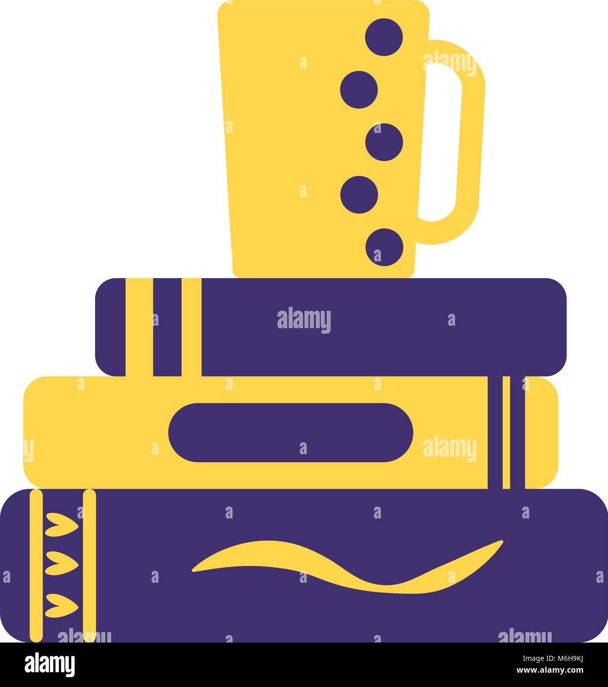 Colored line icon of pile of books and tea Stock Vector Image & Art - Alamy
