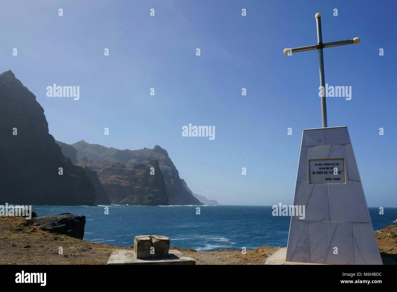 Monument 'do tempo que permanece' Antonio almeida, Ponta do Sol, Santo Antao, Cape Verde Stock Photo