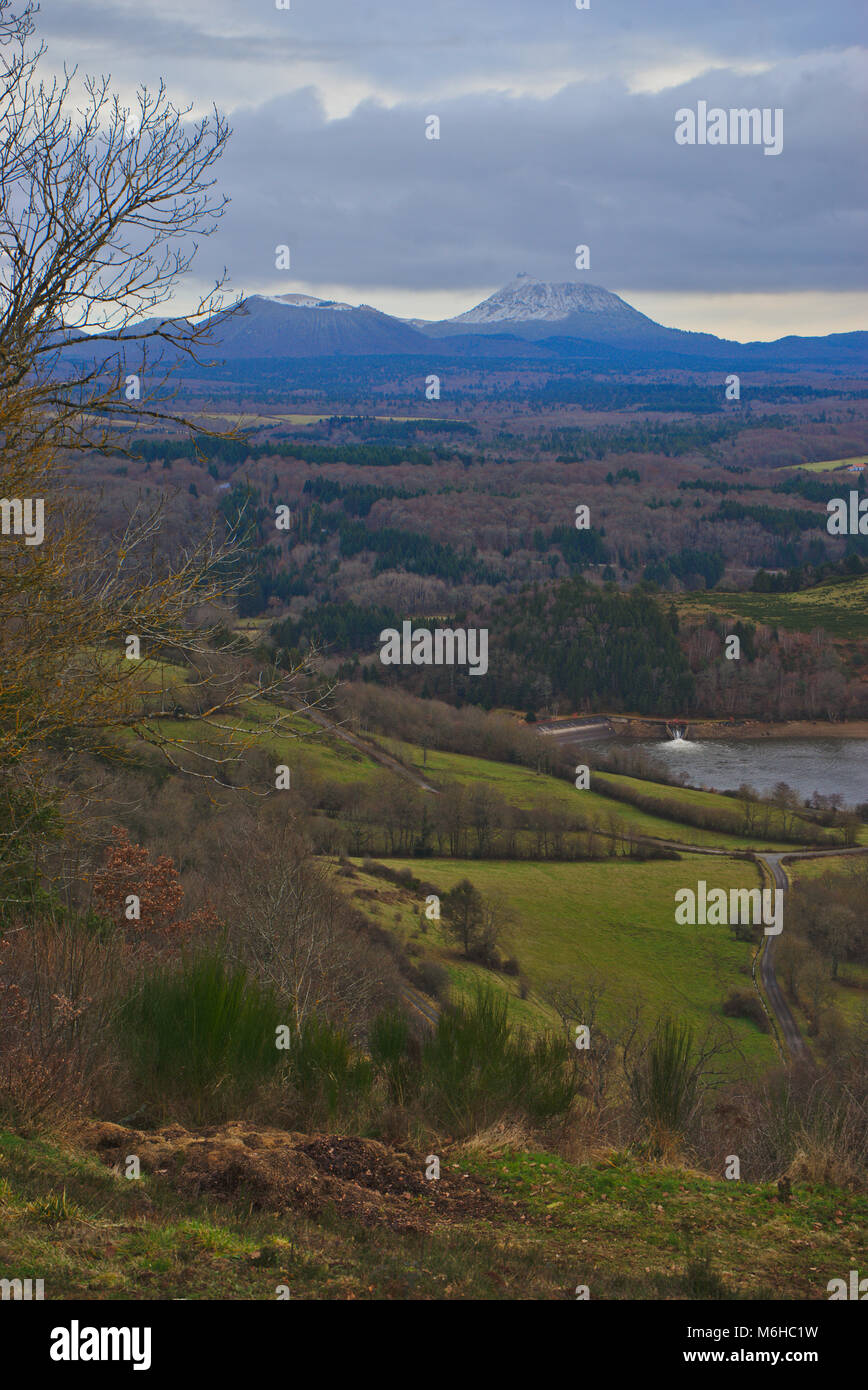 puy de dome and puy de come, seen from puy de moufle, auvergne, snowy peaks  Stock Photo - Alamy