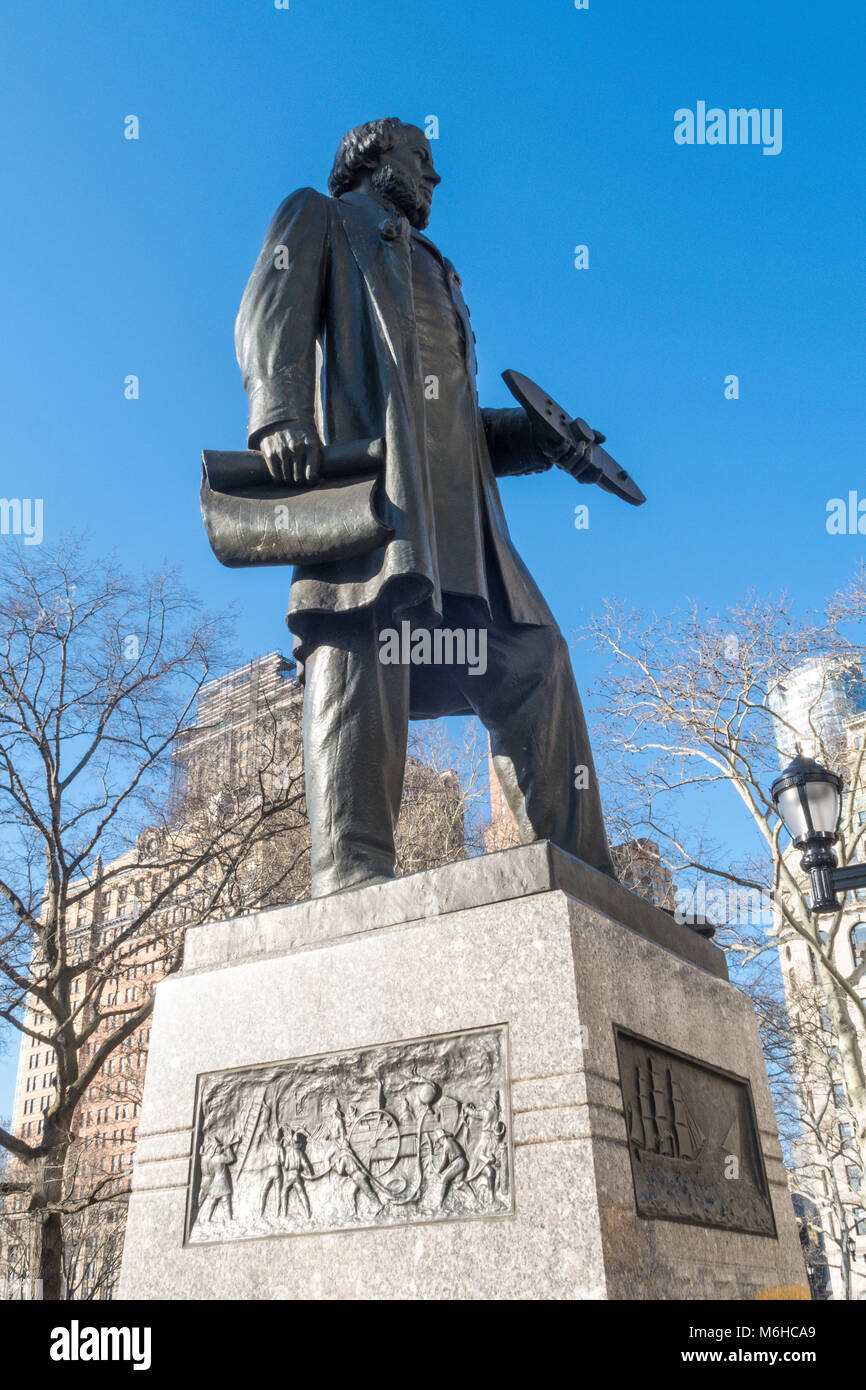 Statue of John Ericsson, NYC, USA Stock Photo