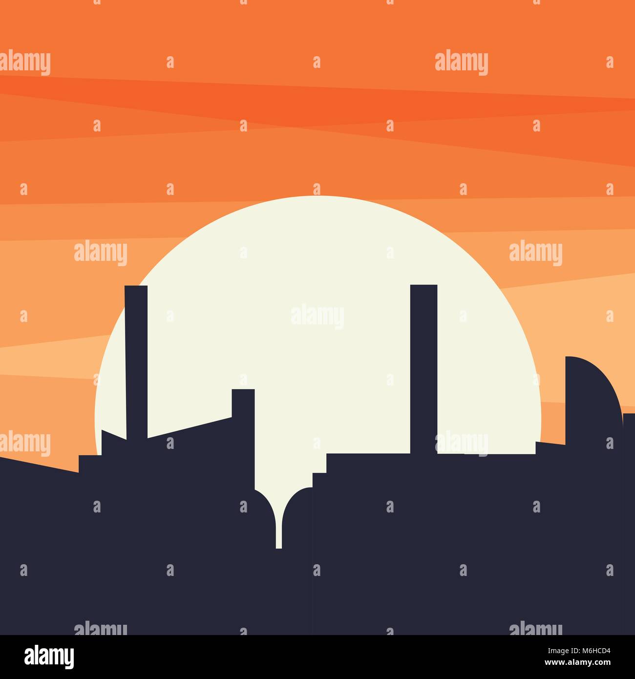 City skyline and rising sun Stock Vector