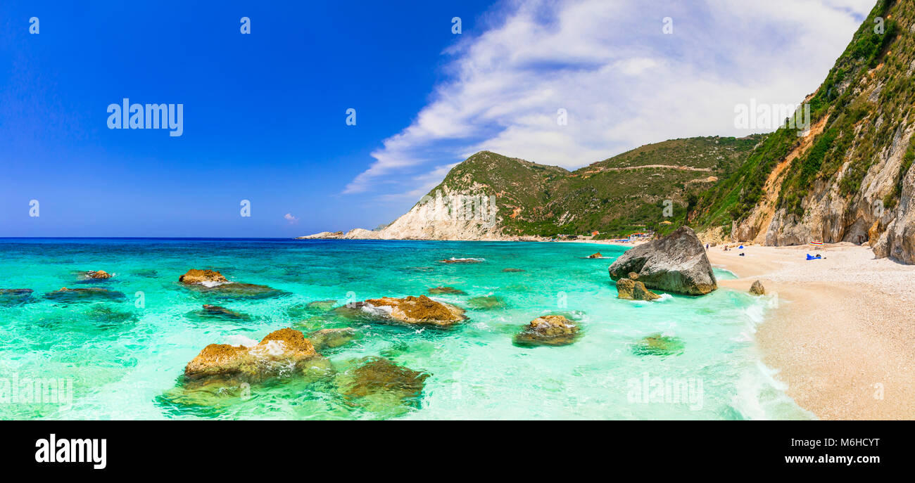 Beautiful Petani beach,Kefalonia island,Greece. Stock Photo