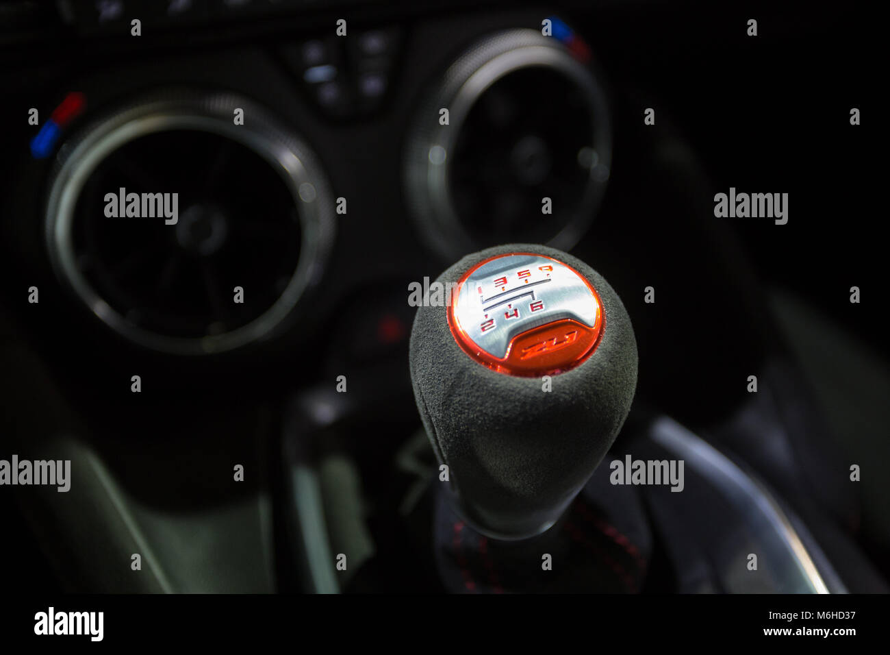 2019 Chevrolet Camaro ZL1 six speed manual transmission shift knob Stock  Photo - Alamy