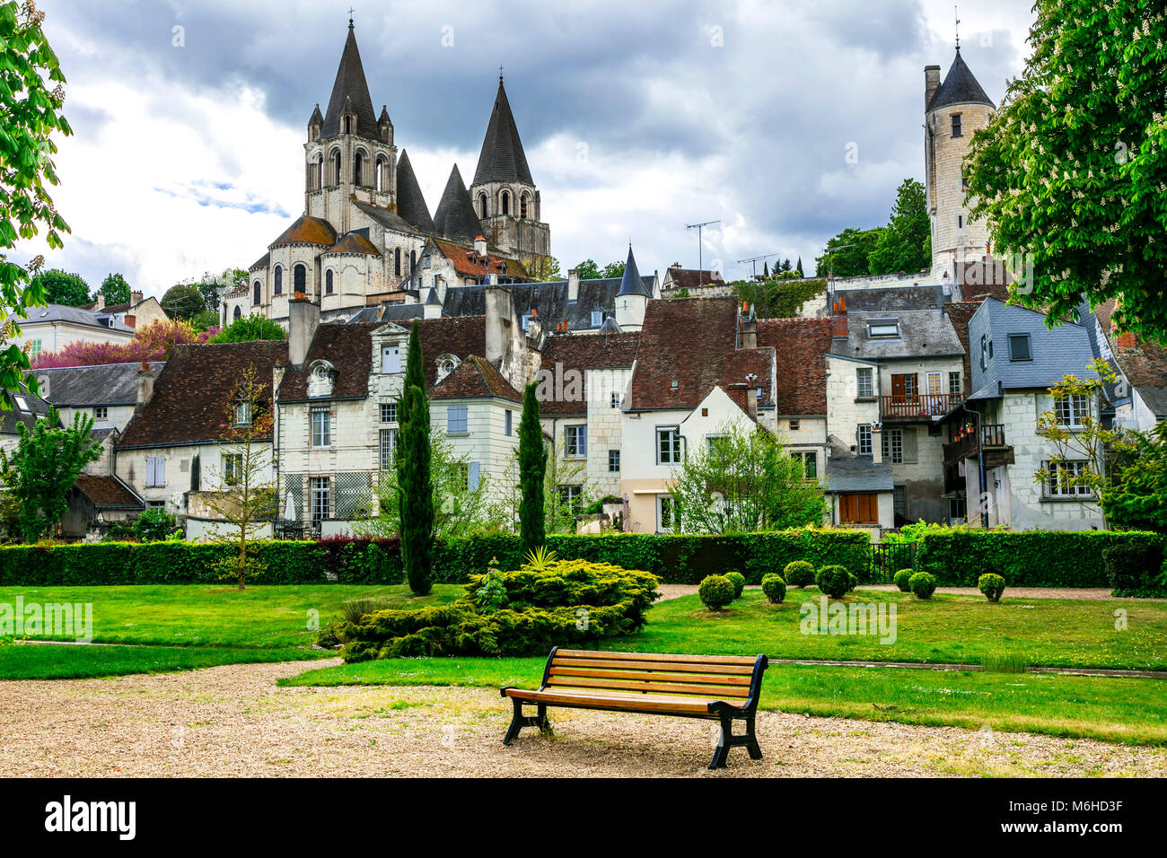 Impressive Loches castle,Loire valley,France. Stock Photo
