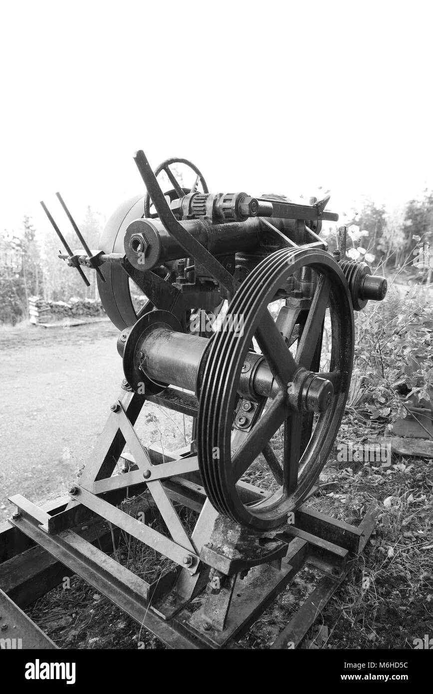 Old Carelius diamond bore machine at Konnerud Mining Museum in Norway Stock Photo