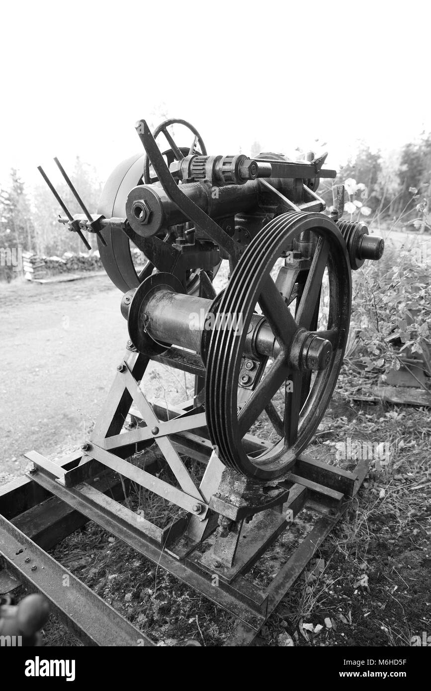 Old Carelius diamond bore machine at Konnerud Mining Museum in Norway Stock Photo