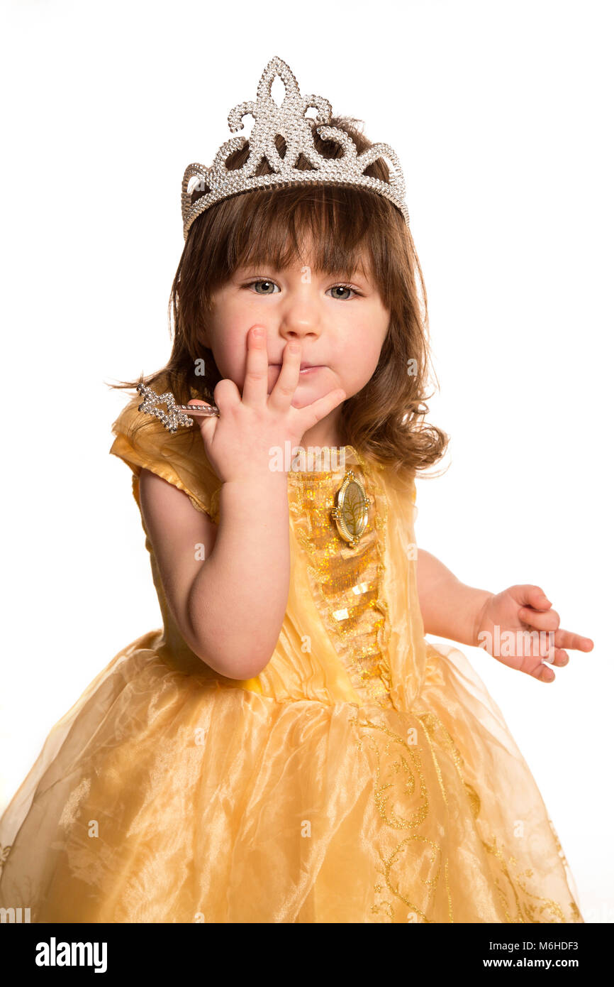 toddler wearing princess fancy dress Stock Photo