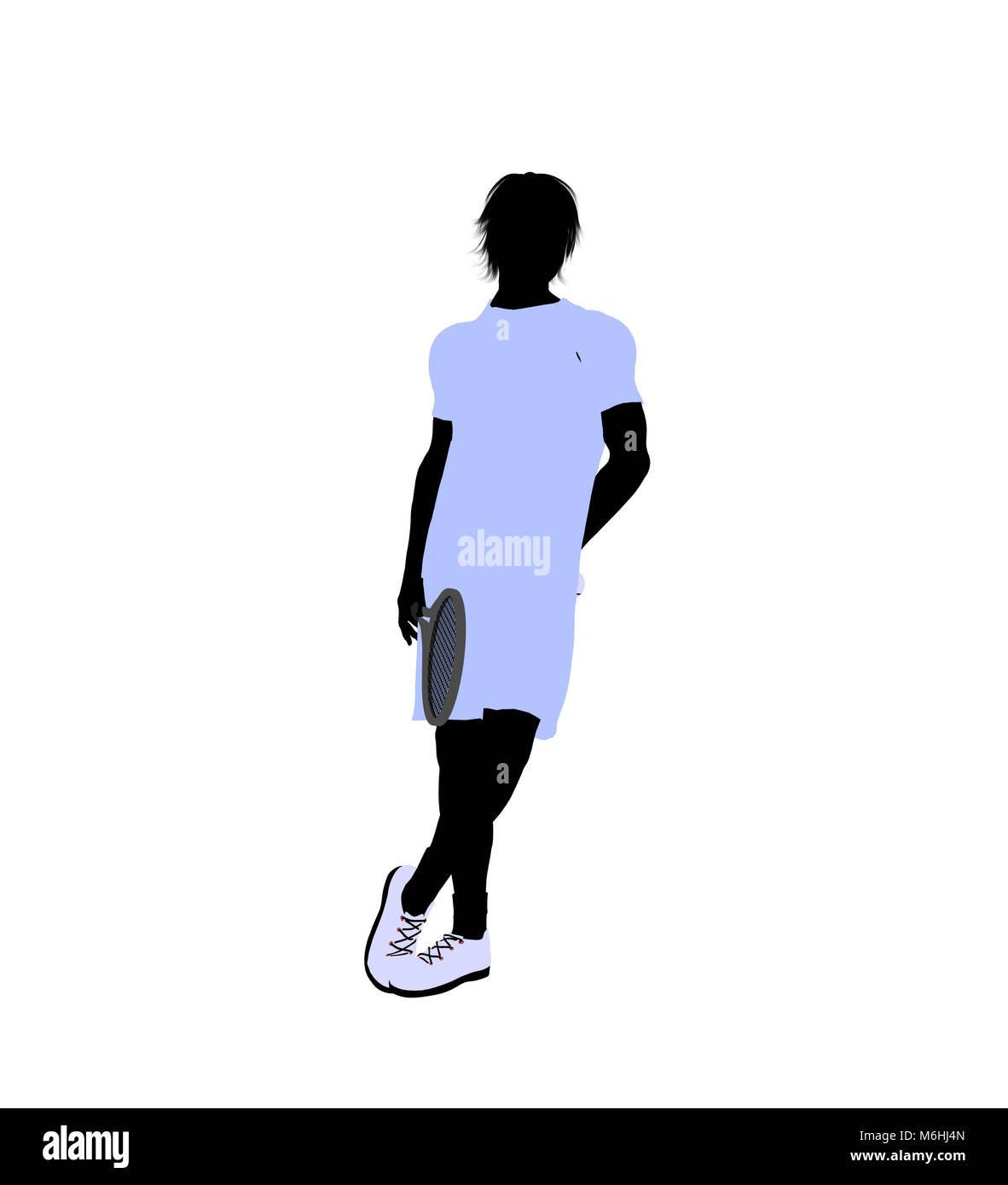 Male tennis player art illustration silhouette on a white background ...