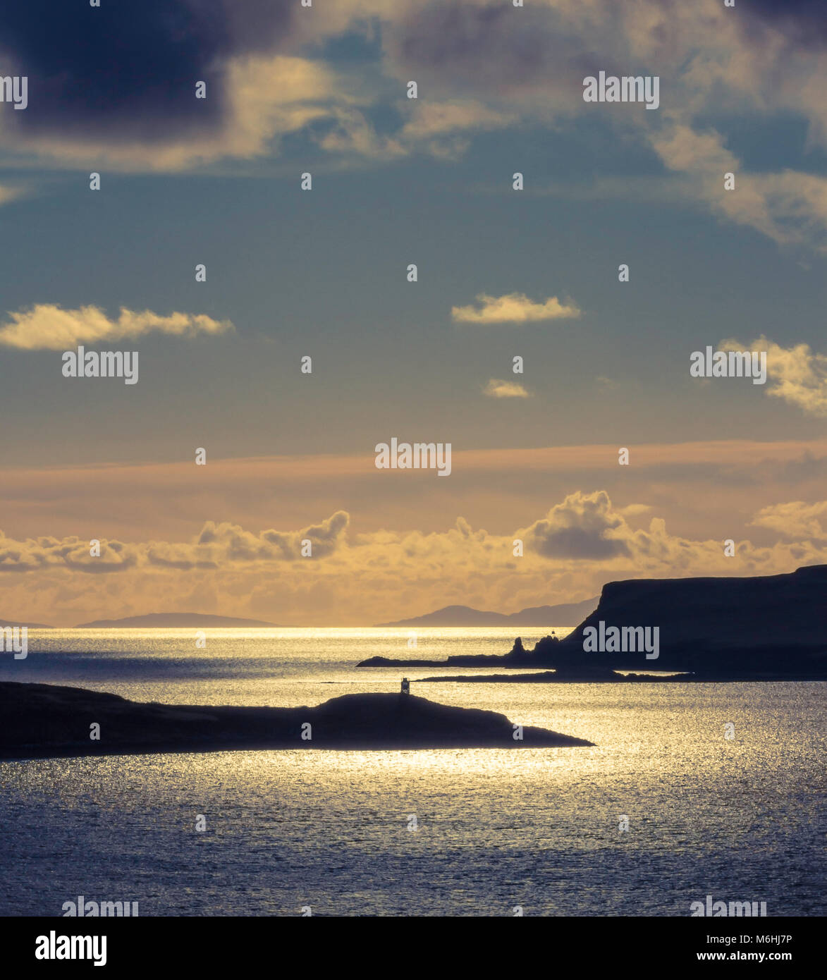 View from Gesto Bay to Ardtreck Point, Isle of Skye. Stock Photo