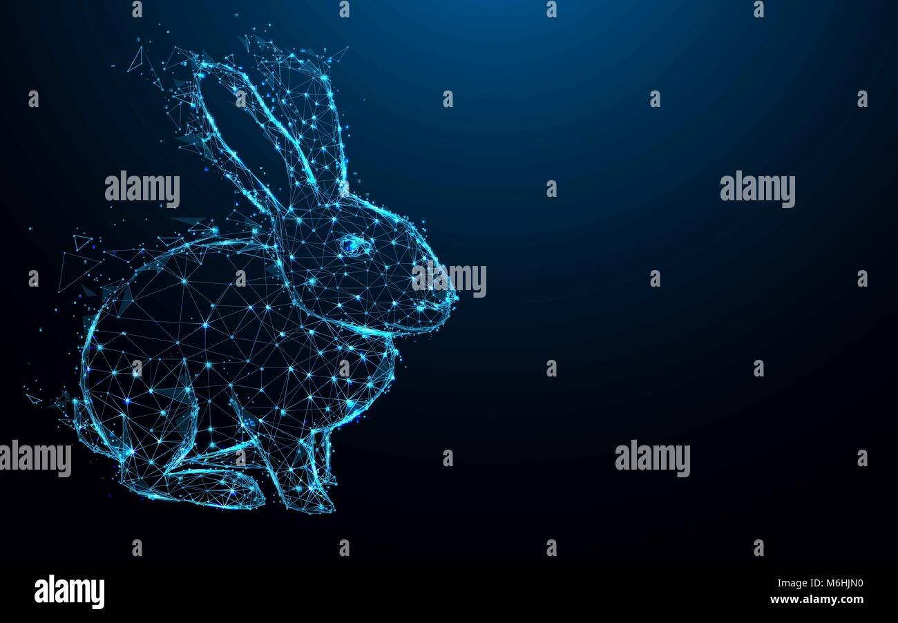 Abstract Rabbit form lines and triangles, point connecting network on ...
