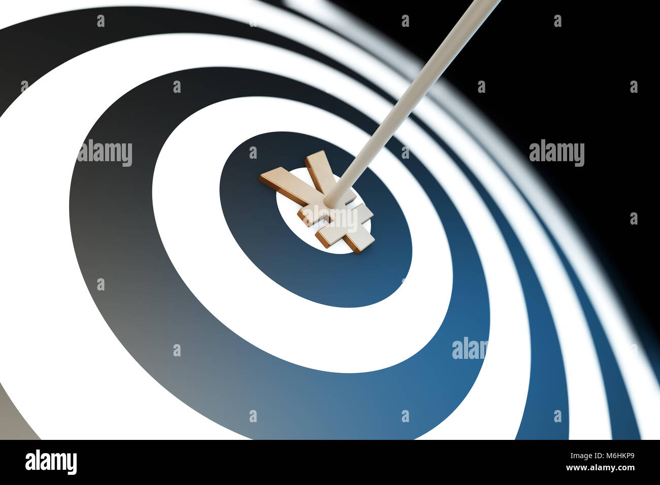 Shooting arrows in the bullseye, business goals, economic success Stock Photo
