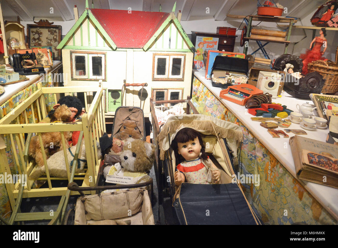 Traditional Victorian Girls toys at Helston Museum, Cornwall, England