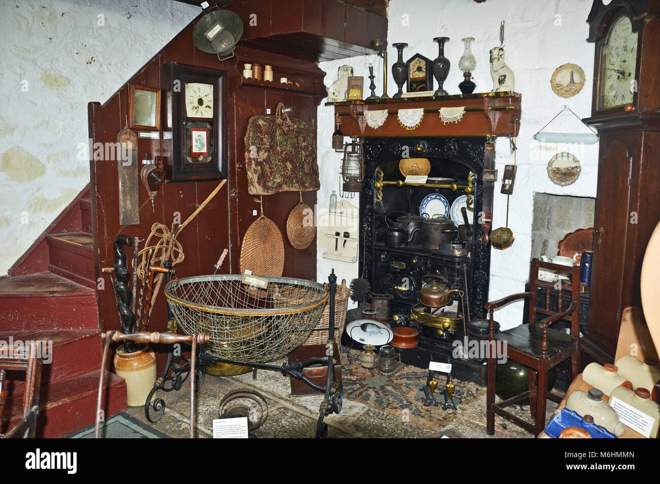 Victorian kitchen at Helston Museum, Cornwall, England, UK Stock Photo