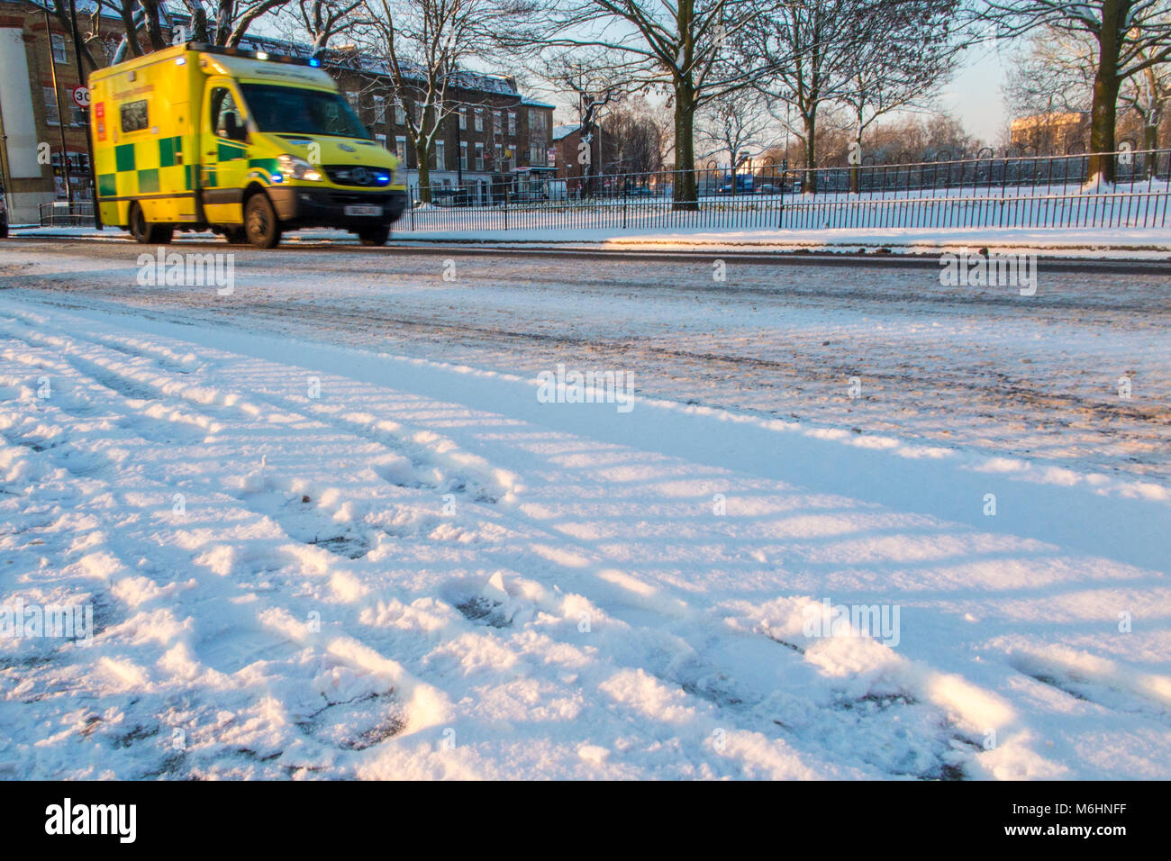 Ambulance on snowy winter hi-res stock photography and images - Alamy