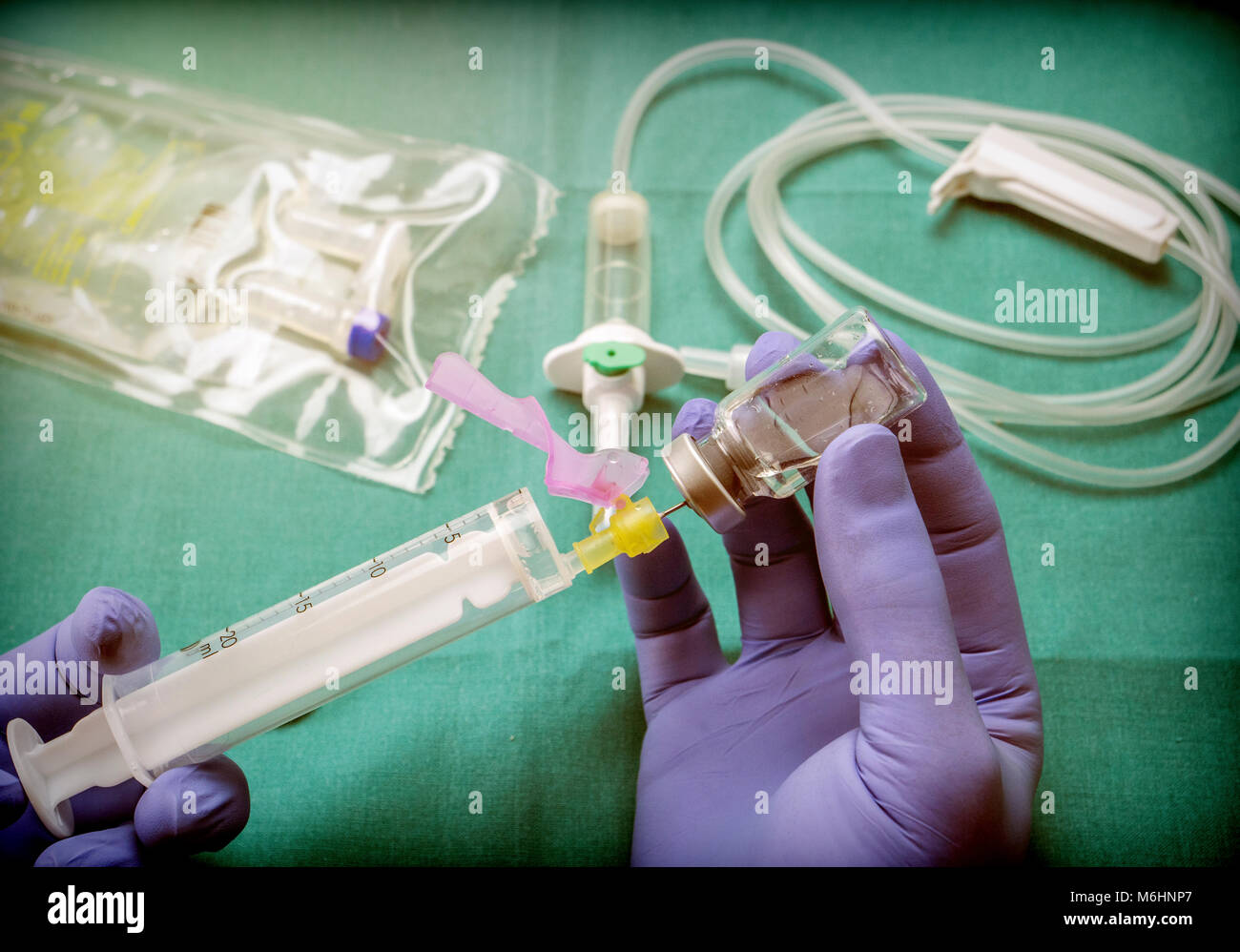 Doctor hold vial in a hospital. Conceptual image Stock Photo