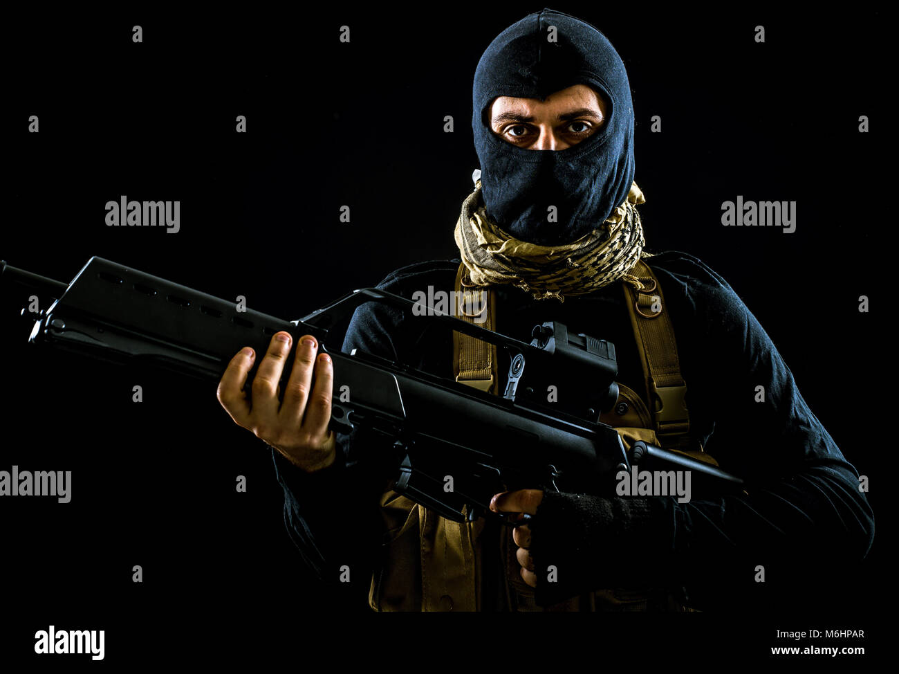 Terrorist criminal portrait Stock Photo