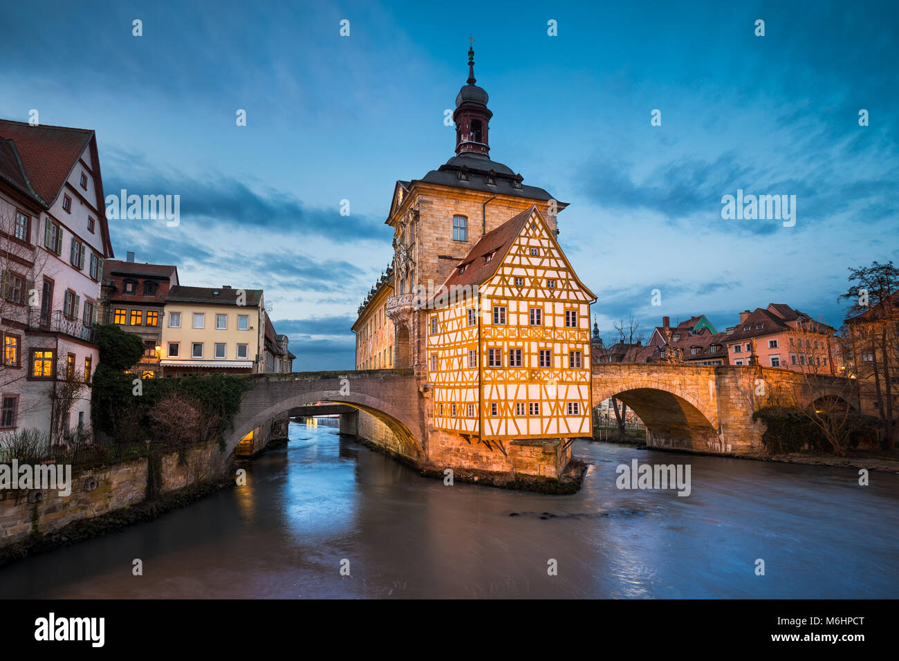 Old Town Hall of Bamberg at night, Germany Stock Photo - Alamy