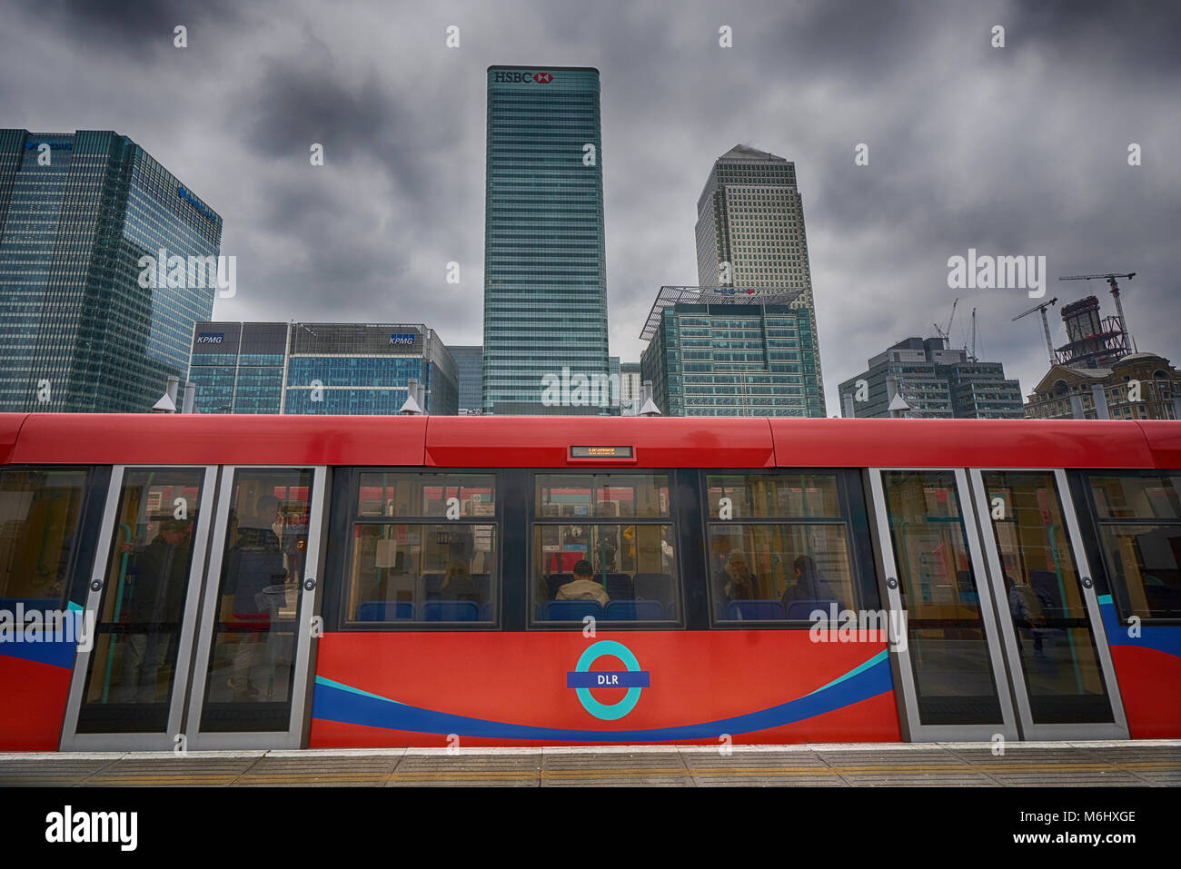 Docklands Light Railway    DLR  Canary Wharf Stock Photo