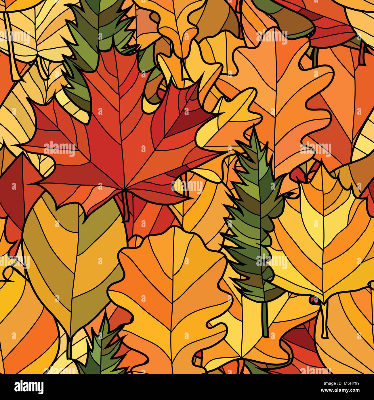 abstract vector doodle autumn leaves seamless pattern Stock Vector ...