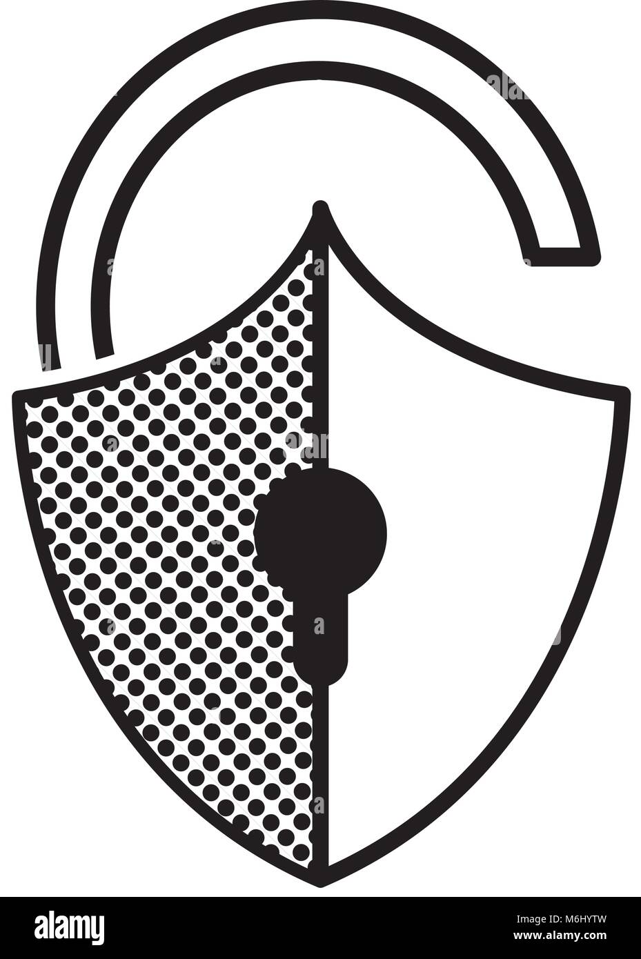 filling texture open padlock shield to security object Stock Vector ...