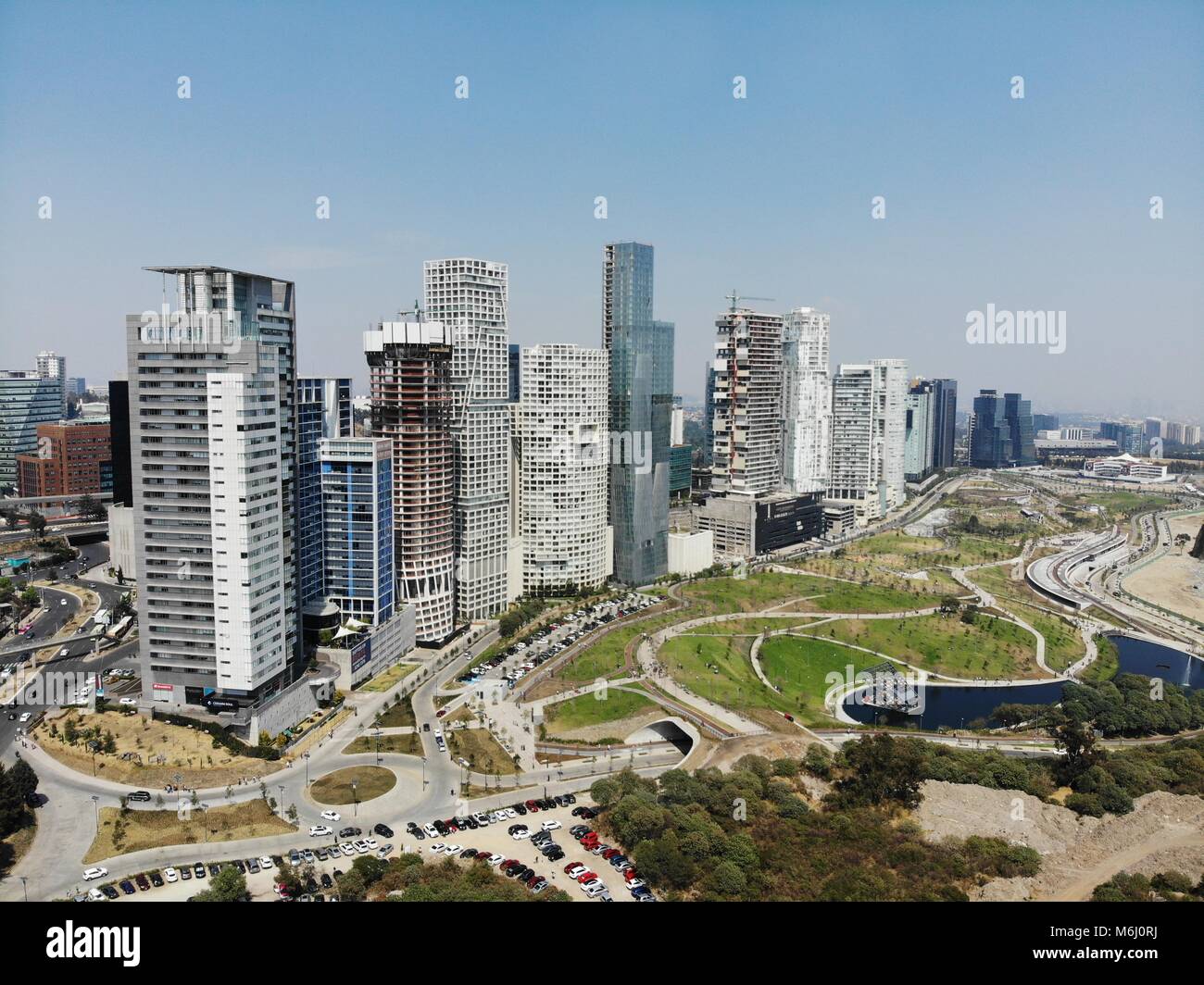 Santa Fe is one of Mexico City's major business districts, located in the west part of the city in the delegaciones Stock Photo