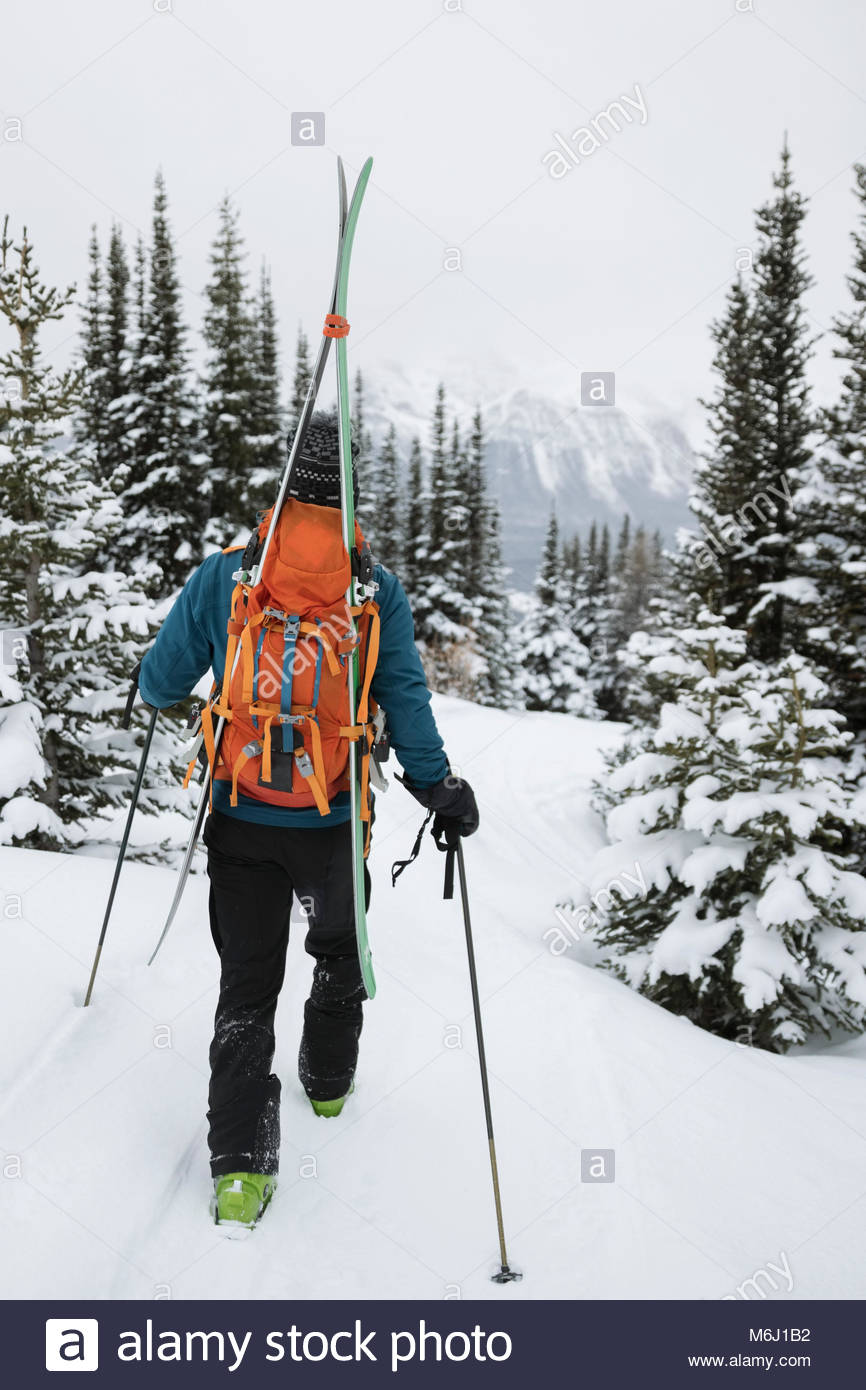 Male skier hiking in snow Stock Photo Alamy
