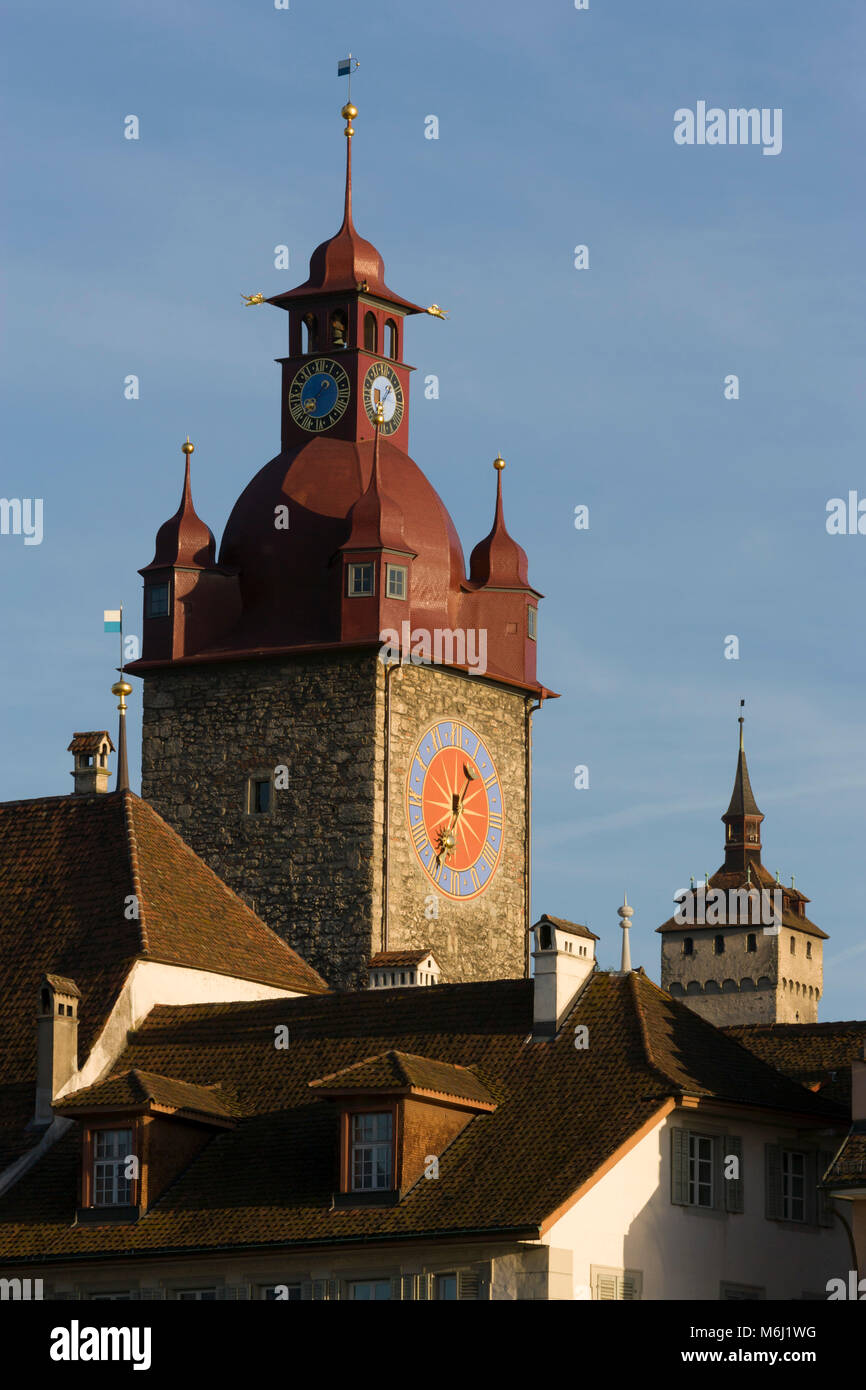 Medieval stone clock tower landmark Zyrt tower 1535 old town Lucerne
