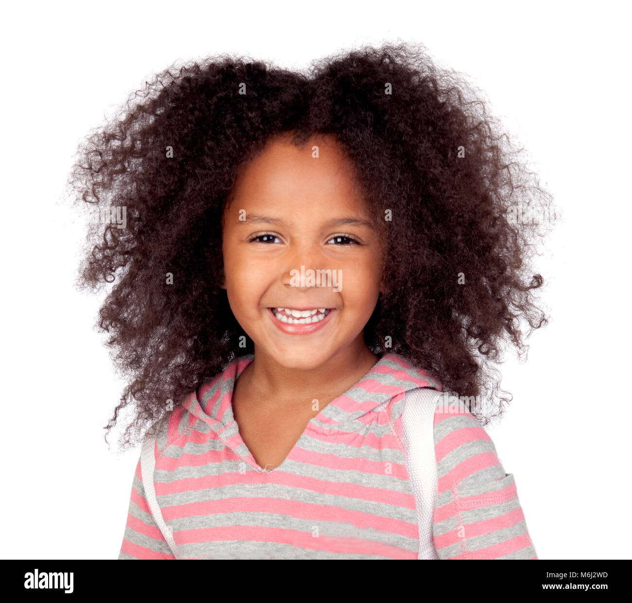 Cute African American girl smiling isolated on a white background Stock ...