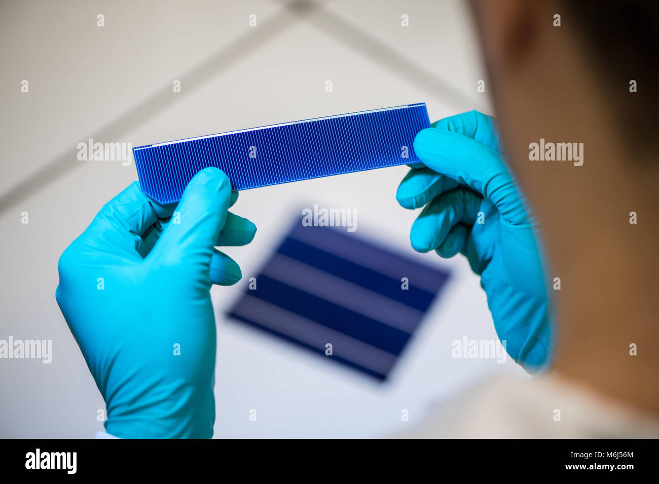 Research and production of solar cells Stock Photo