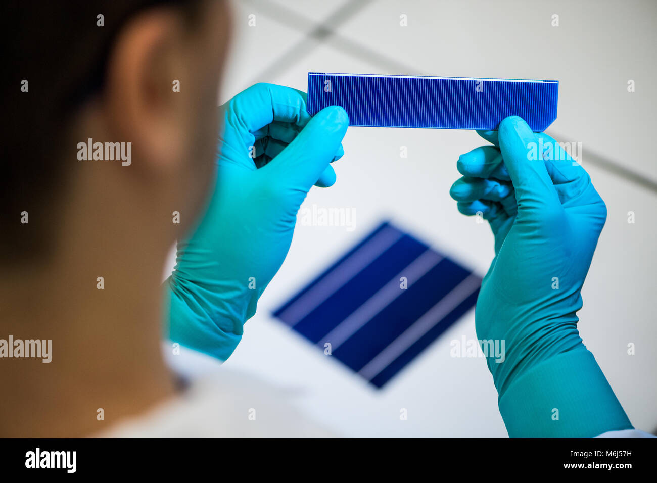 Research and production of solar cells Stock Photo