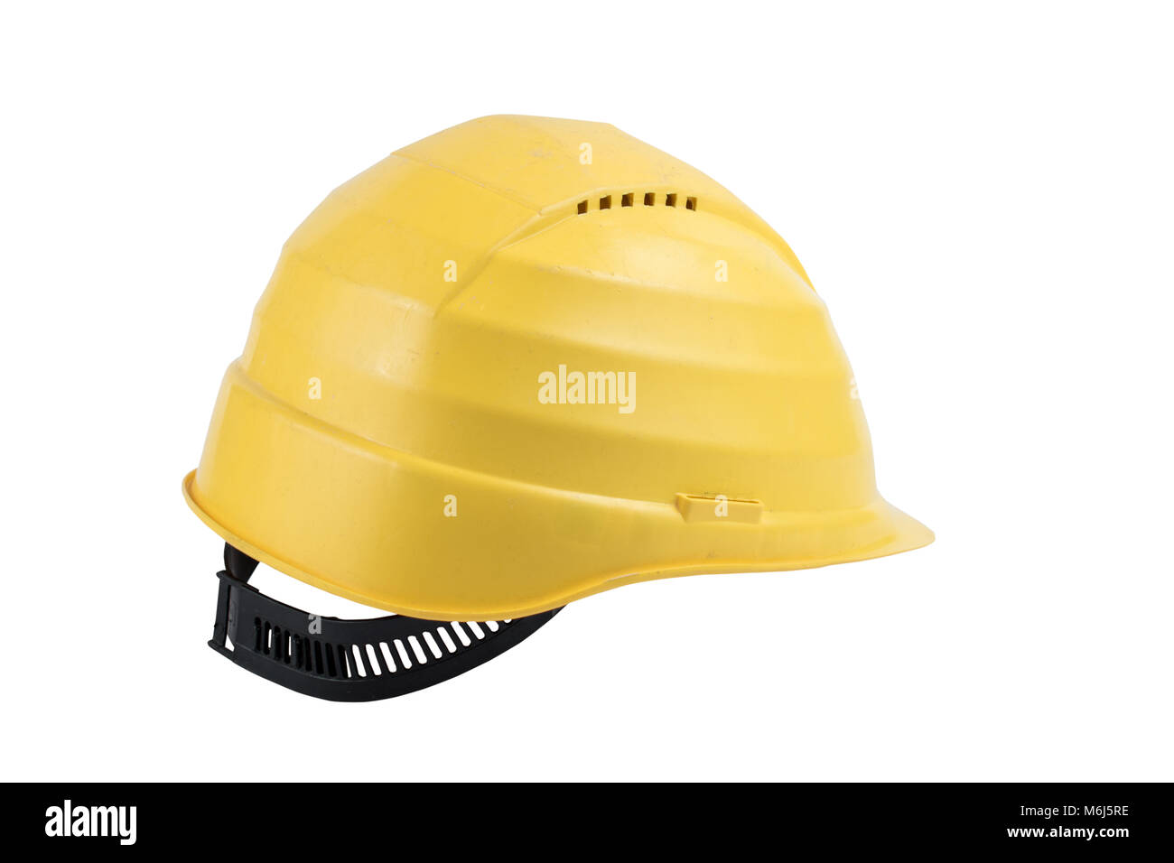 Used Yellow safety helmet isolated on white background. Clipping path