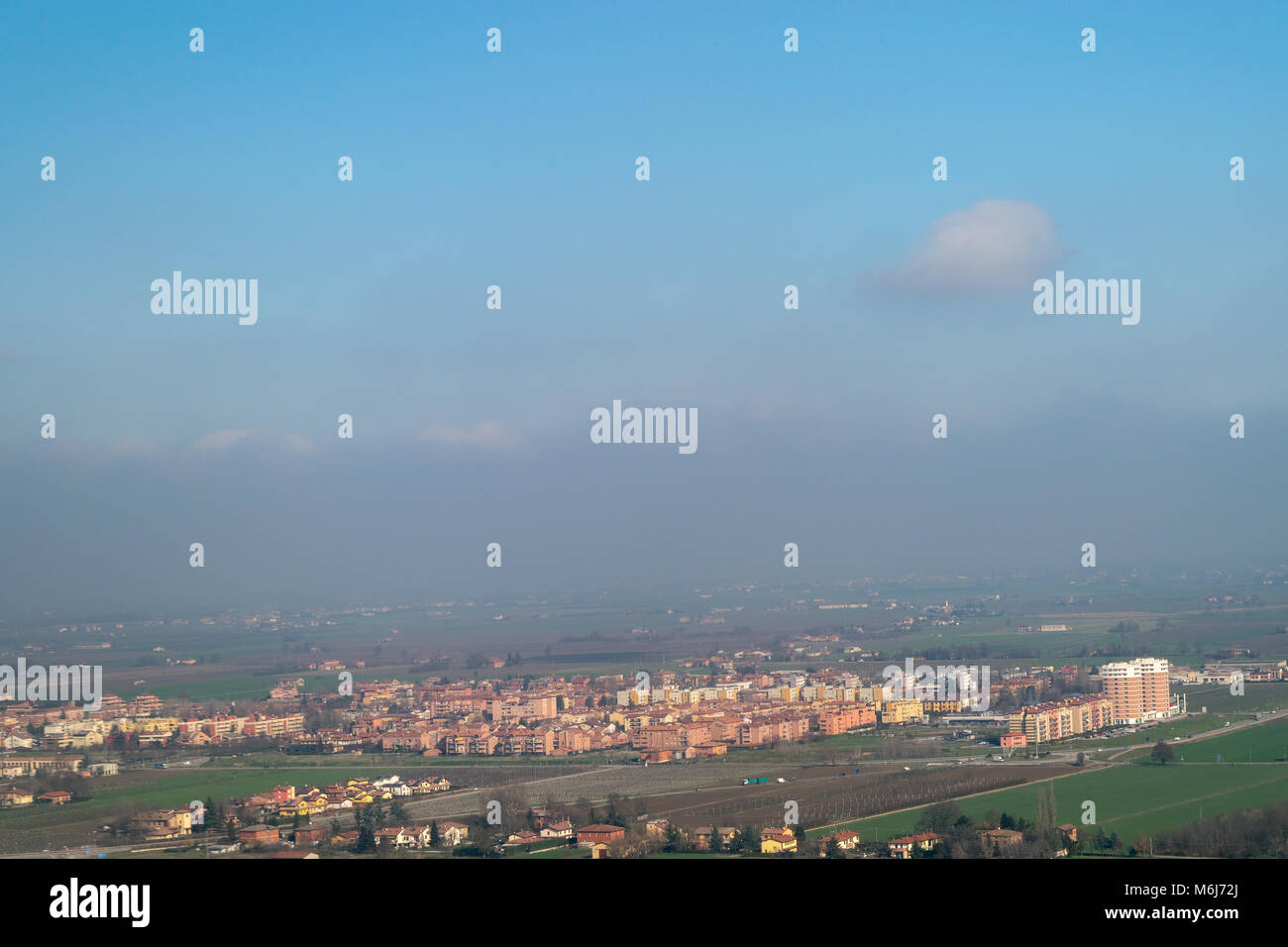 Bologna City viewed from a plane Stock Photo Alamy