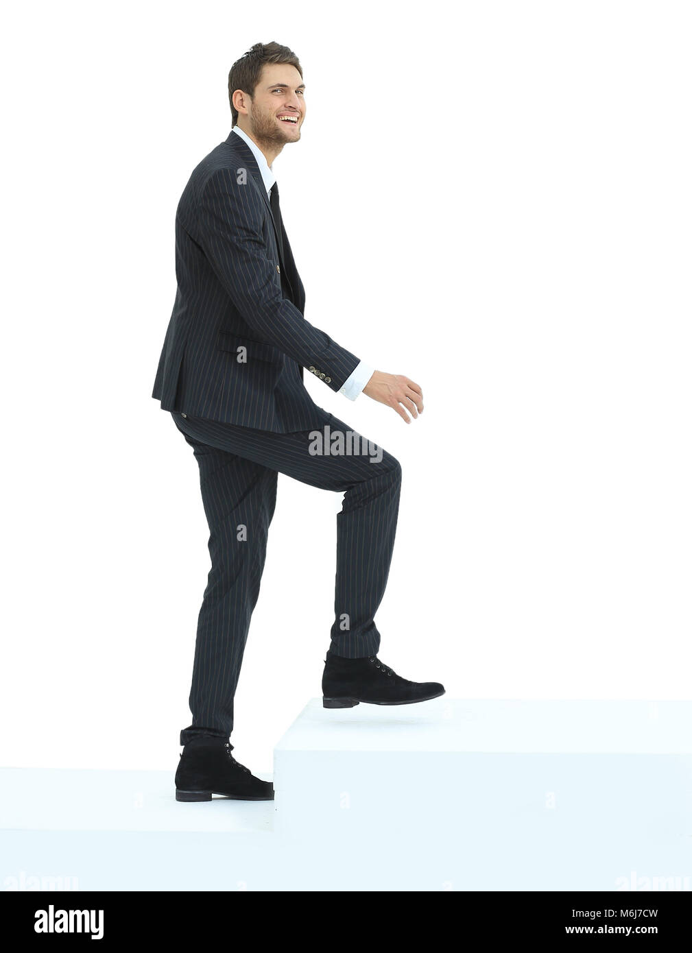 full growth.businessman taking a step forward.isolated on white Stock ...
