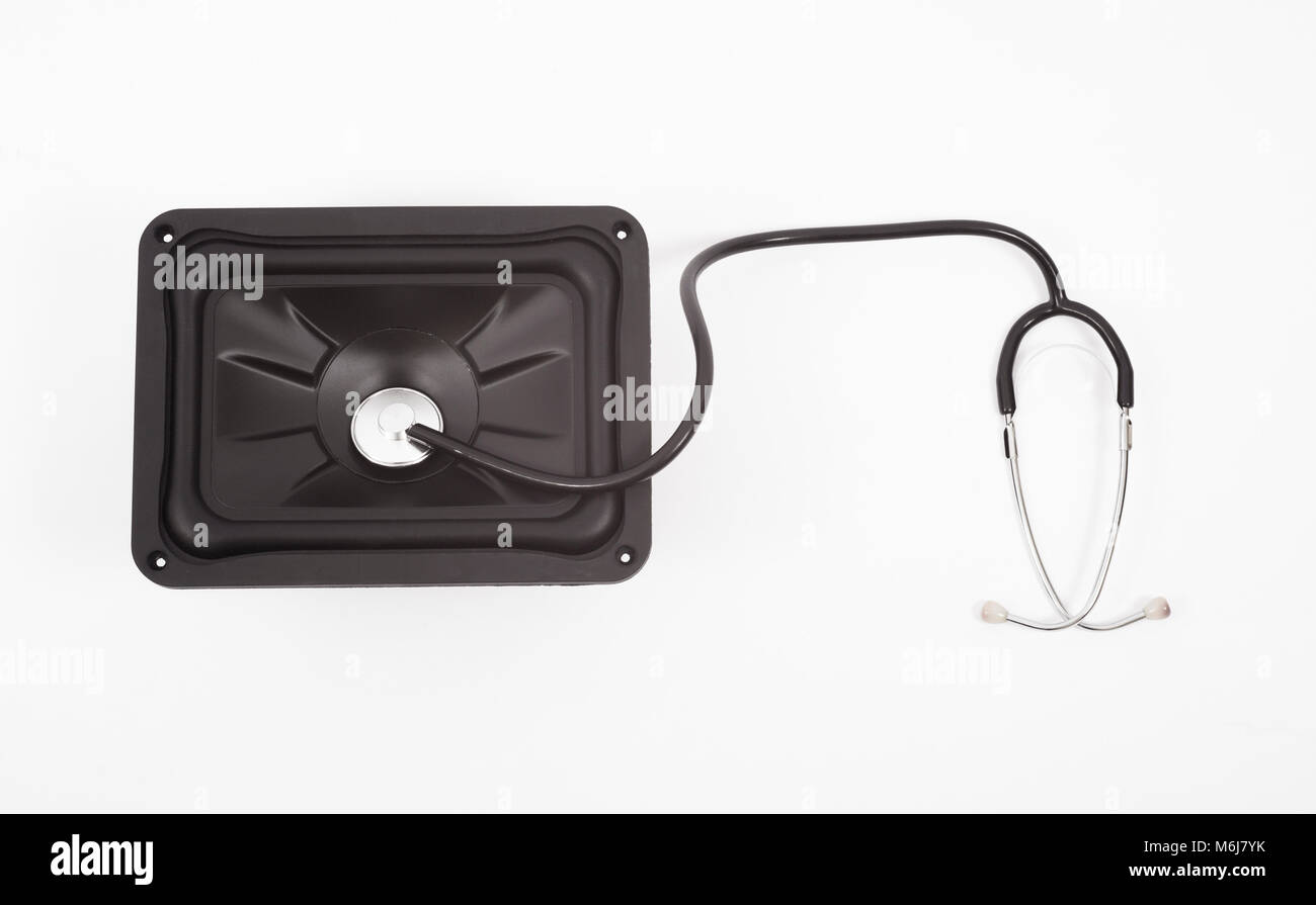 concept for audio service or sound speakers diagnostics with