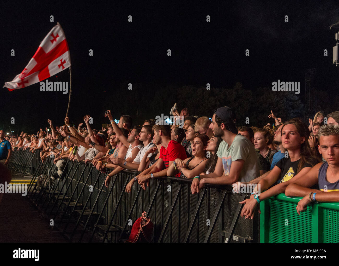 People watching a concert at Sziget Festival in Budapest, Hungary Stock Photo