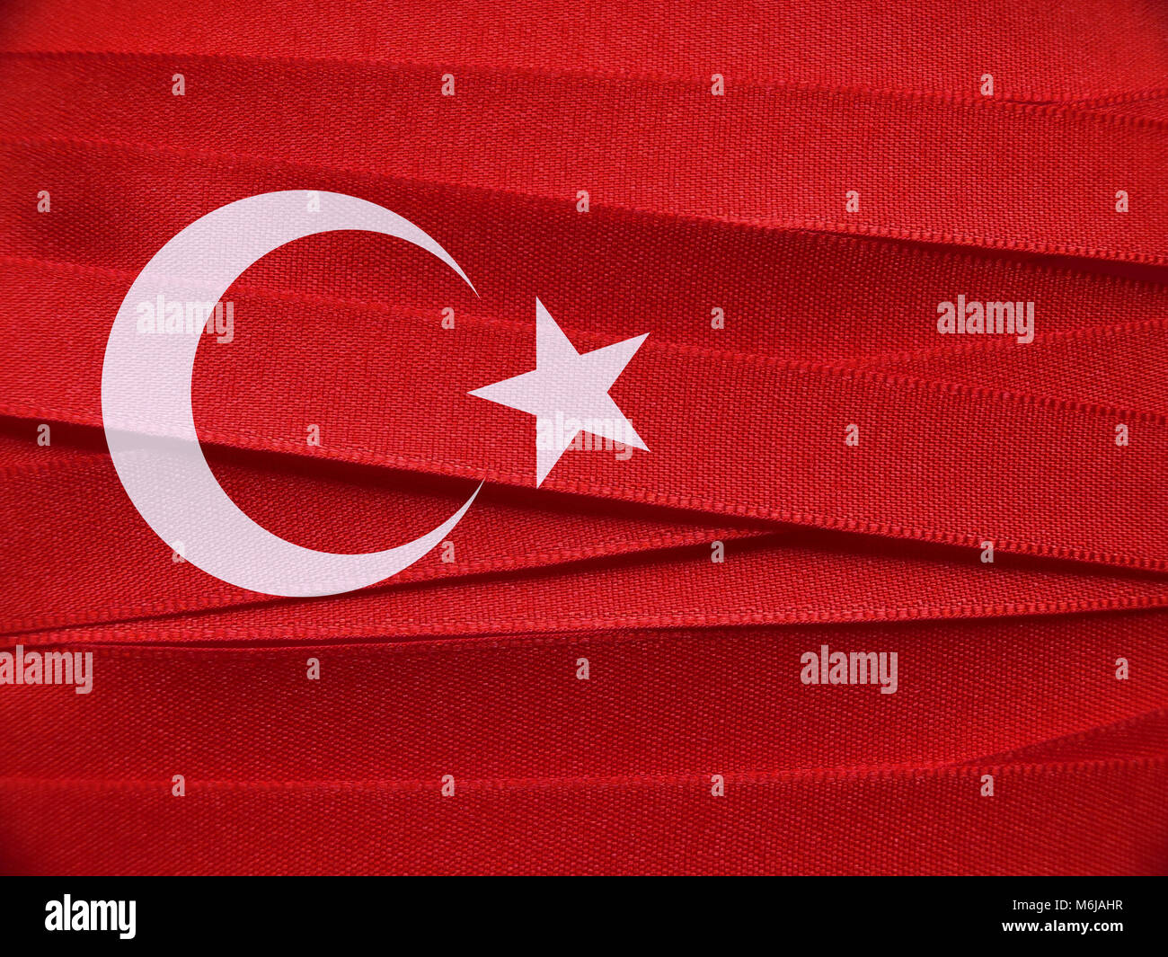 Turkey flag or banner made with red and white ribbons Stock Photo