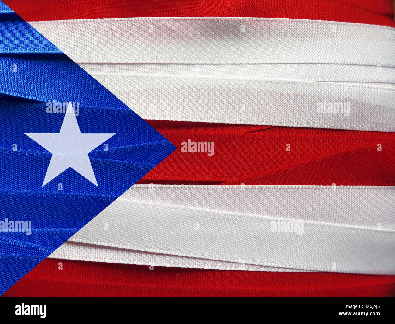 Puerto Rico flag or banner made with red, blue and white ribbons Stock Photo