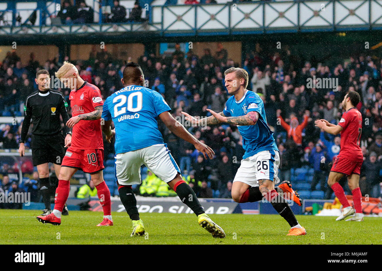 Jason Scotland Rangers Rangers' Jason Cummings (right) celebrates scoring his side's second ...