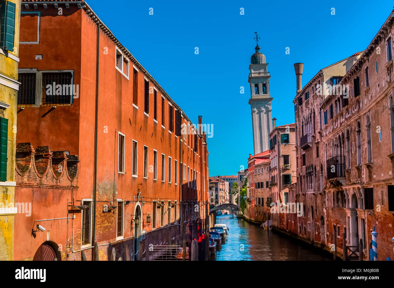 Streets of Venice showing architecture and canal Stock Photo